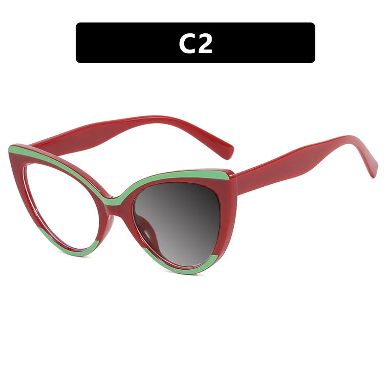 Retro Cat Eye Reading Eyewear red green