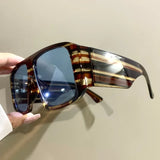Brown Retro Classic Thick Big Frame Oversized Pilot Sunglasses