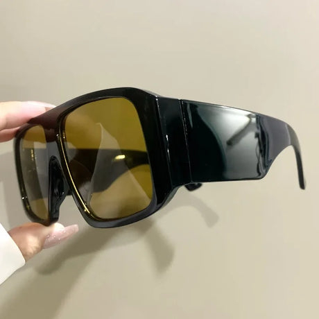 Black Retro Classic Thick Big Frame Oversized Pilot Sunglasses