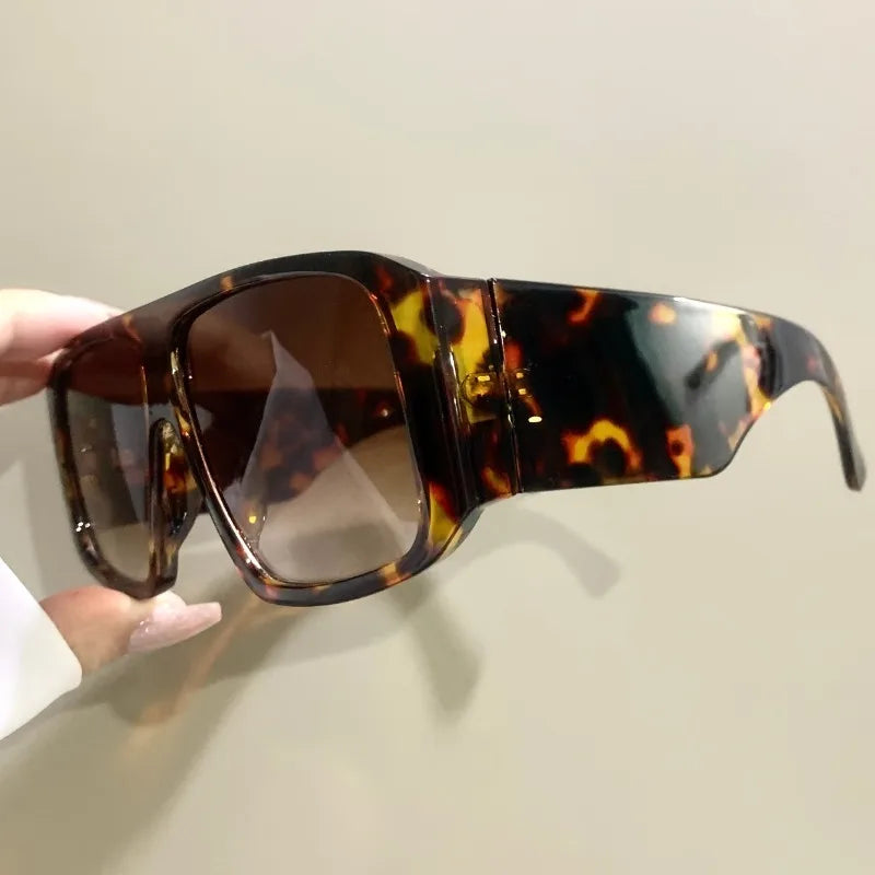 Leopard Retro Classic Thick Big Frame Oversized Pilot Sunglasses