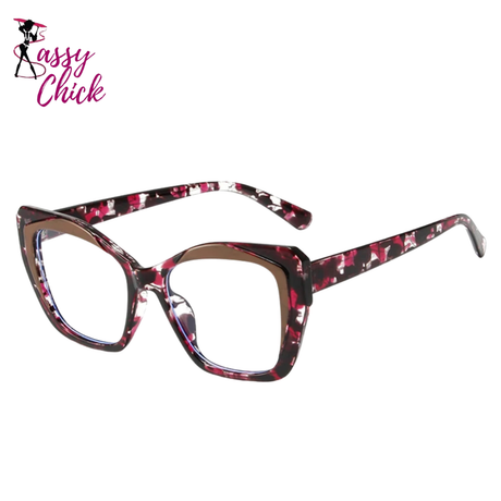 Retro Colorful Leopard Frame Cat Eye Eyewear Sassy Chick Logo