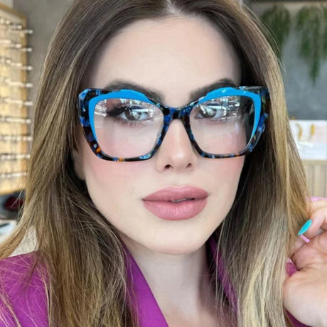 Model Using Retro Colorful Leopard Frame Cat Eye Eyewear