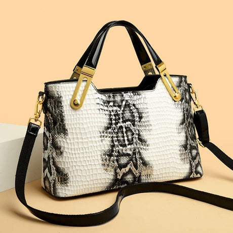 White Retro Crocodile Pattern Crossbody Bag