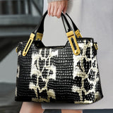 Model holding Retro Crocodile Pattern Crossbody Bag