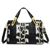 Black Retro Crocodile Pattern Crossbody Bag