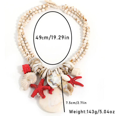 Size of Retro Ethnic Starfish Style Necklace