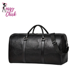Retro Large Capacity Crocodile-Textured Travel Duffel Bag Sassy Chick Logo