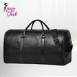 Retro Large Capacity Crocodile-Textured Travel Duffel Bag Sassy Chick Logo