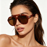 Model using Retro Large Frame Pilot UV400 Protection Sunglasses