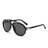 Black Retro Large Frame Pilot UV400 Protection Sunglasses