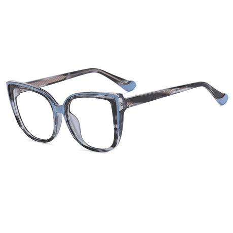 Gray Retro Leopard Titanium Cat Eye Anti Blue Light Glasses