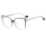 Black White Retro Leopard Titanium Cat Eye Anti Blue Light Glasses