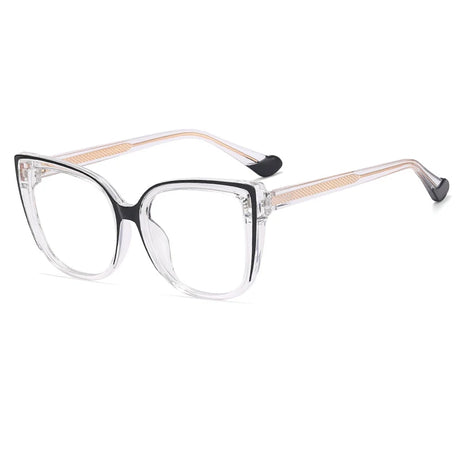 Black White Retro Leopard Titanium Cat Eye Anti Blue Light Glasses