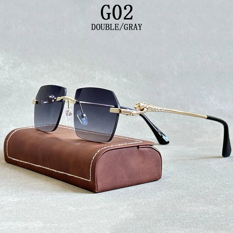Retro Luxe Vintage Rimless Men Sunglasses