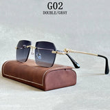 Retro Luxe Vintage Rimless Men Sunglasses