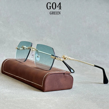 Retro Luxe Vintage Rimless Men Sunglasses