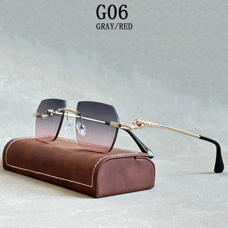 Retro Luxe Vintage Rimless Men Sunglasses