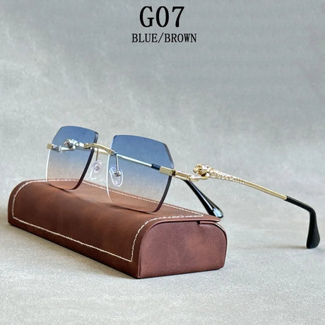 Retro Luxe Vintage Rimless Men Sunglasses