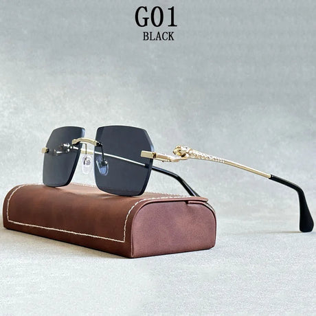 Retro Luxe Vintage Rimless Men Sunglasses