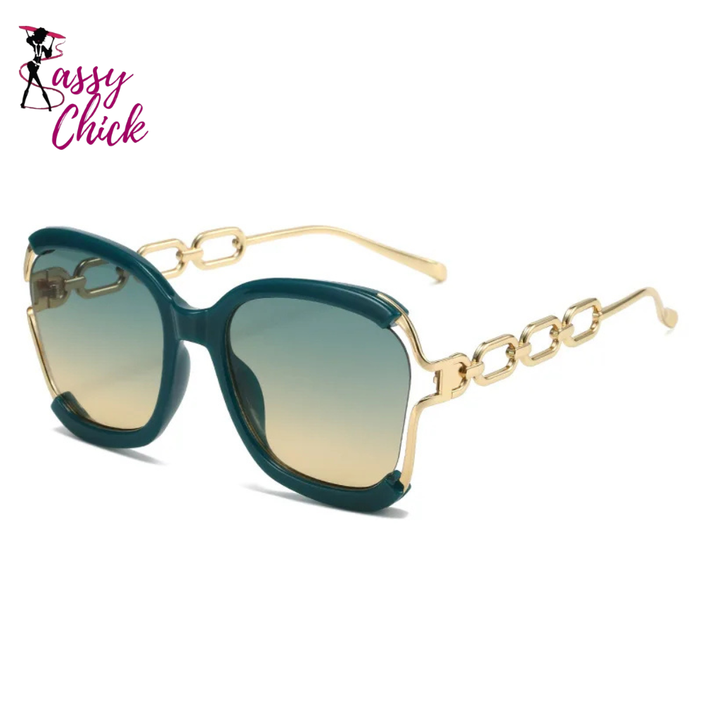 Retro Luxury Square Sunglasses Sassy Chick Logo