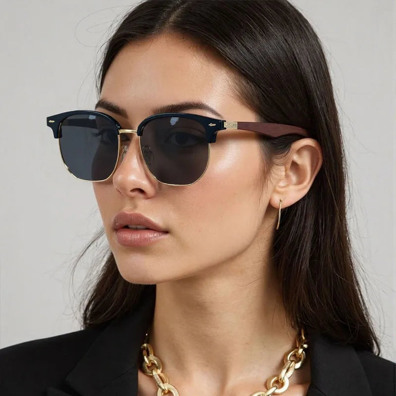 Model Using Retro Men Vintage Sunglasses