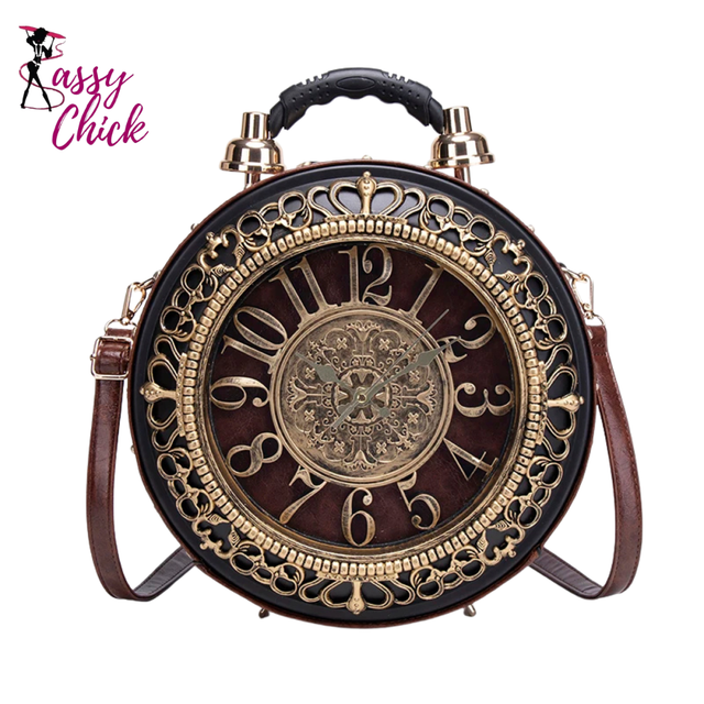 Retro Niche Design Clock Handbag Sassy Chick Logo