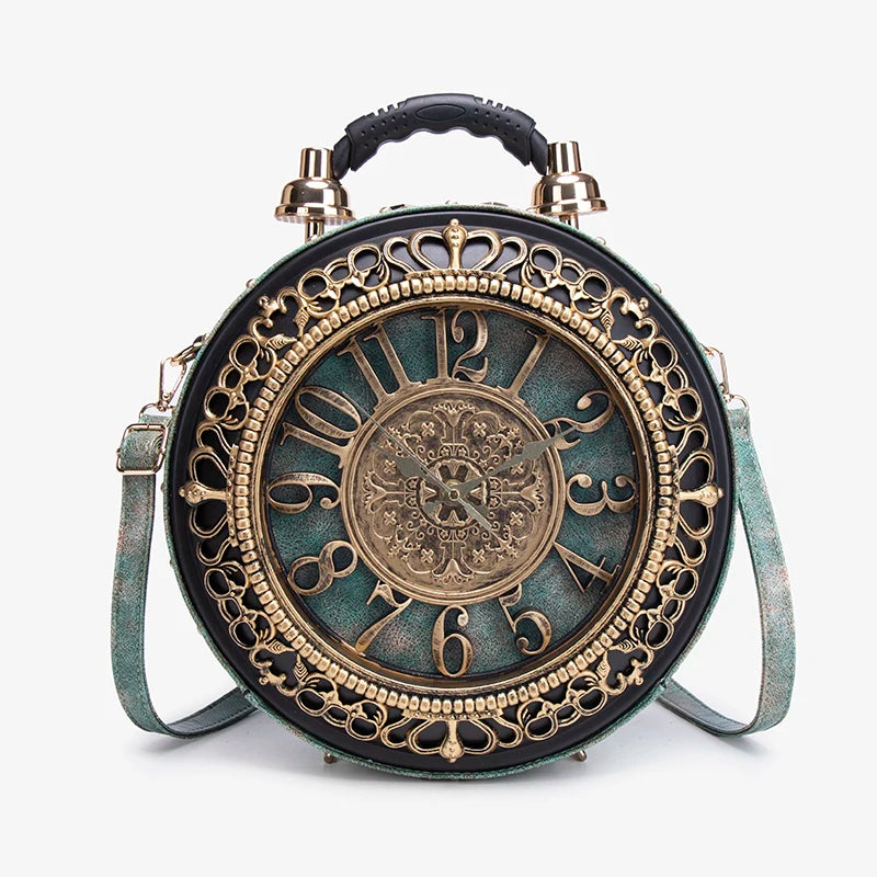 Green Retro Niche Design Clock Handbag