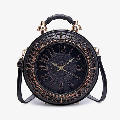Black Retro Niche Design Clock Handbag