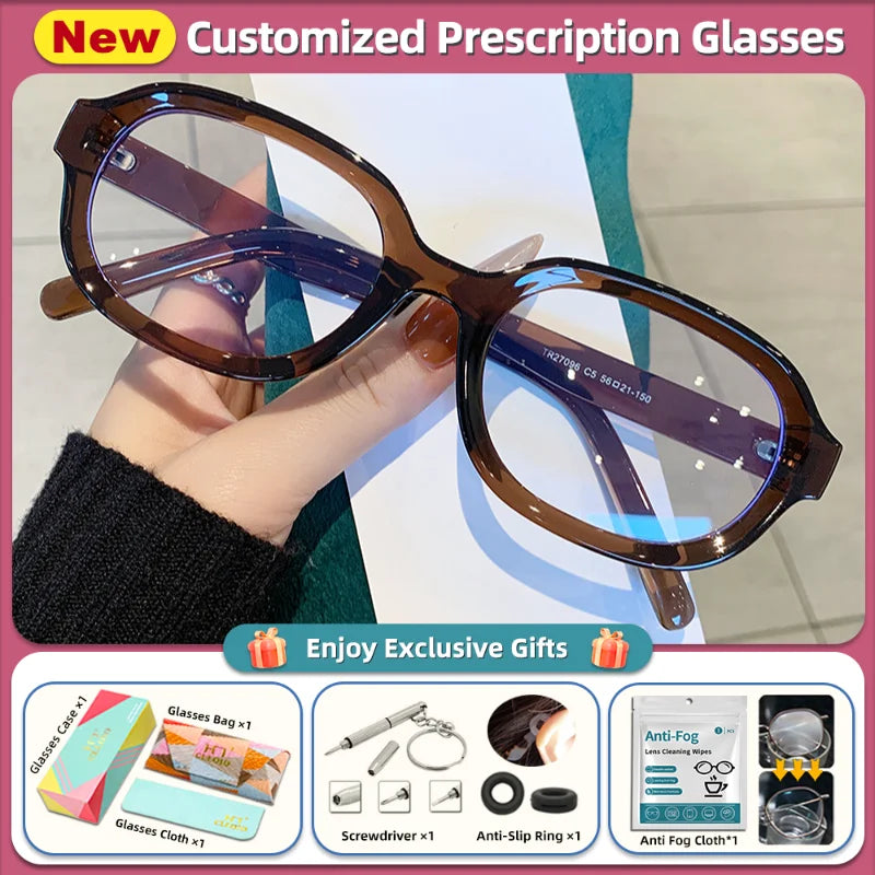 Retro Oval Frame Anti Blue Light Reading Optical Eyewear