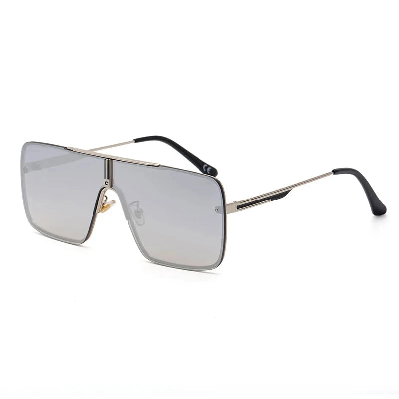 Retro Oversized Square Metal Frame Sunglasses grey lens