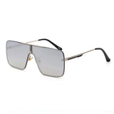 Retro Oversized Square Metal Frame Sunglasses grey lens