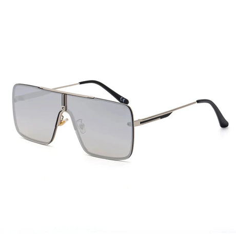 Retro Oversized Square Metal Frame Sunglasses grey lens