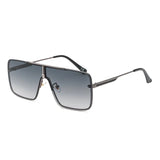 Retro Oversized Square Metal Frame Sunglasses grey lens