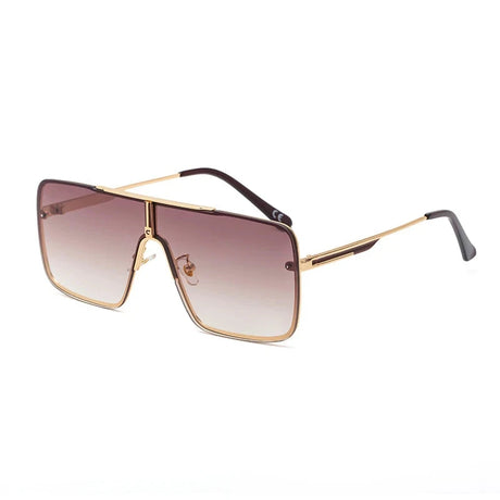 Retro Oversized Square Metal Frame Sunglasses pink lens