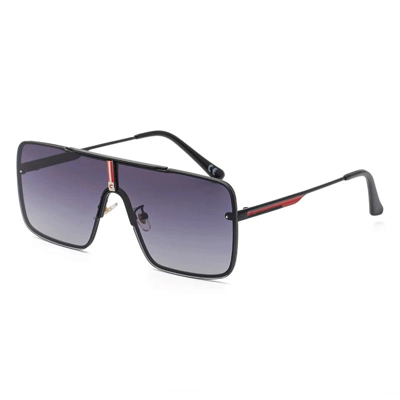 Retro Oversized Square Metal Frame Sunglasses black