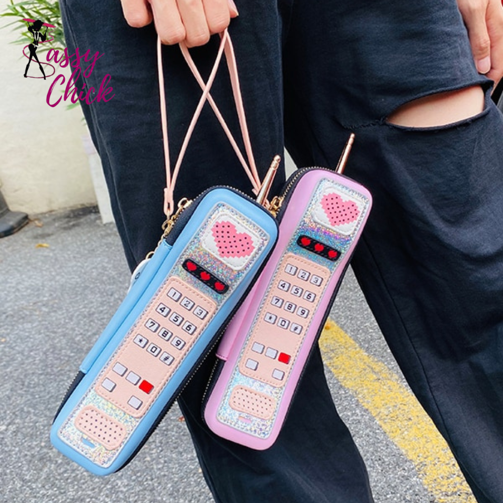 Retro Phone Handbag Sassy Chick Logo