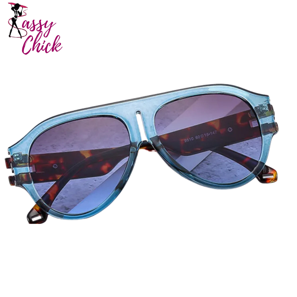 Retro Pilot Oversized Sunglasses Sassy Chick Logo