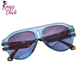 Retro Pilot Oversized Sunglasses Sassy Chick Logo
