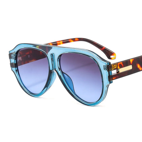 blue Retro Pilot Oversized Sunglasses