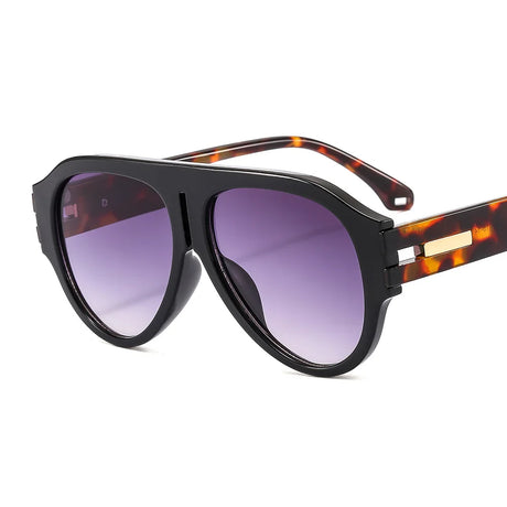 black Retro Pilot Oversized Sunglasses