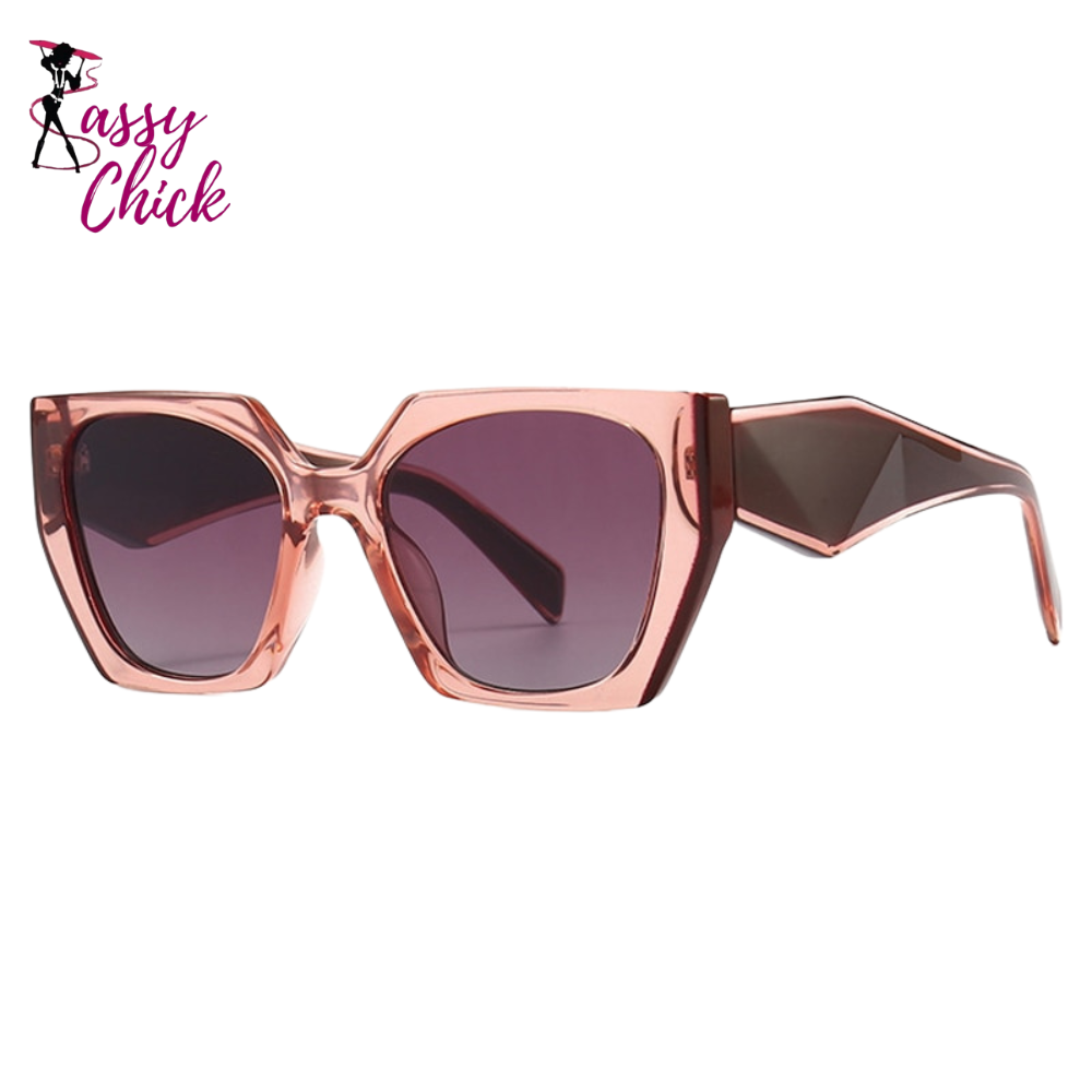 Retro Polygon Cat Eye Colorful Sunglasses Sassy Chick Logo