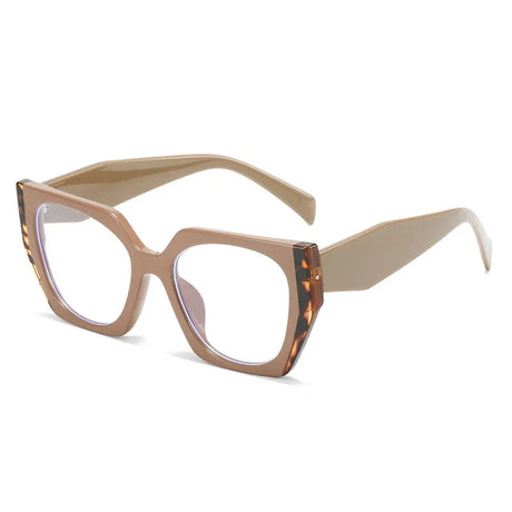 Retro Polygon Cat Eye Eyewear beige/ leopard 