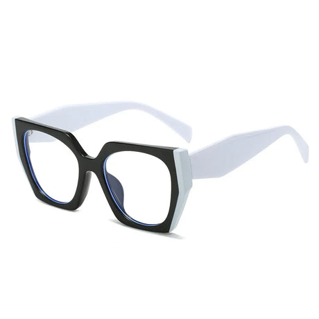 Retro Polygon Cat Eye Eyewear white black