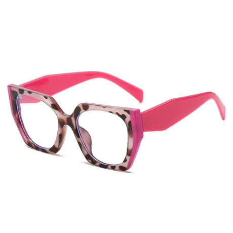 Retro Polygon Cat Eye Eyewear pink/ leopard