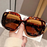 Leopard Retro Polygonal Color Blocking Sunglasses