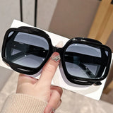 Black Retro Polygonal Color Blocking Sunglasses