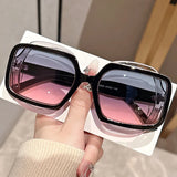 Black Retro Polygonal Color Blocking Sunglasses