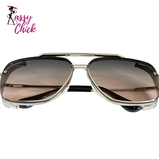 Retro Punk Square Steampunk Men Sunglass Sassy Chick Logo