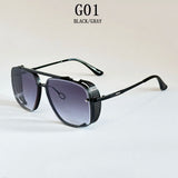 Retro Punk Square Steampunk Men Sunglass