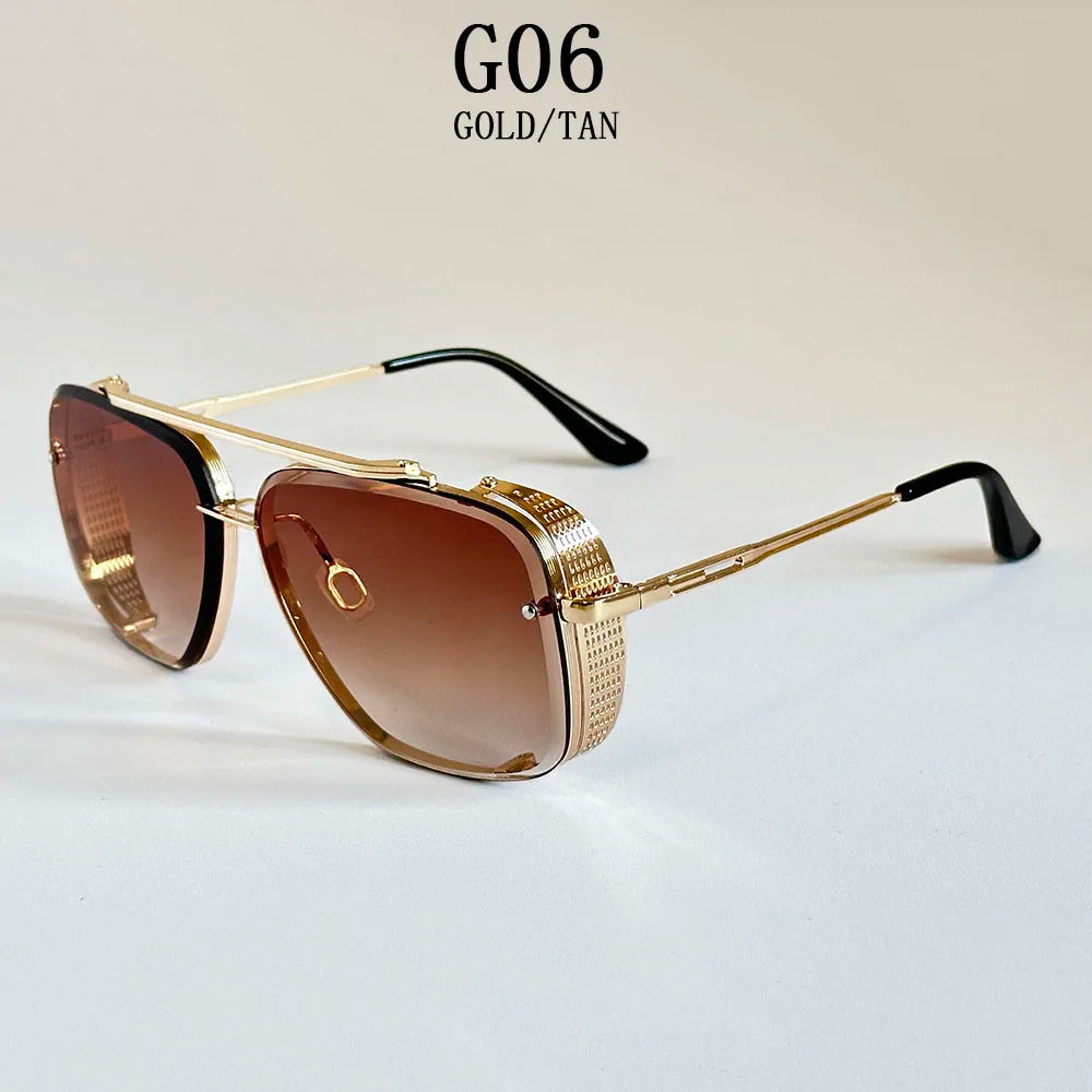 Retro Punk Square Steampunk Men Sunglass